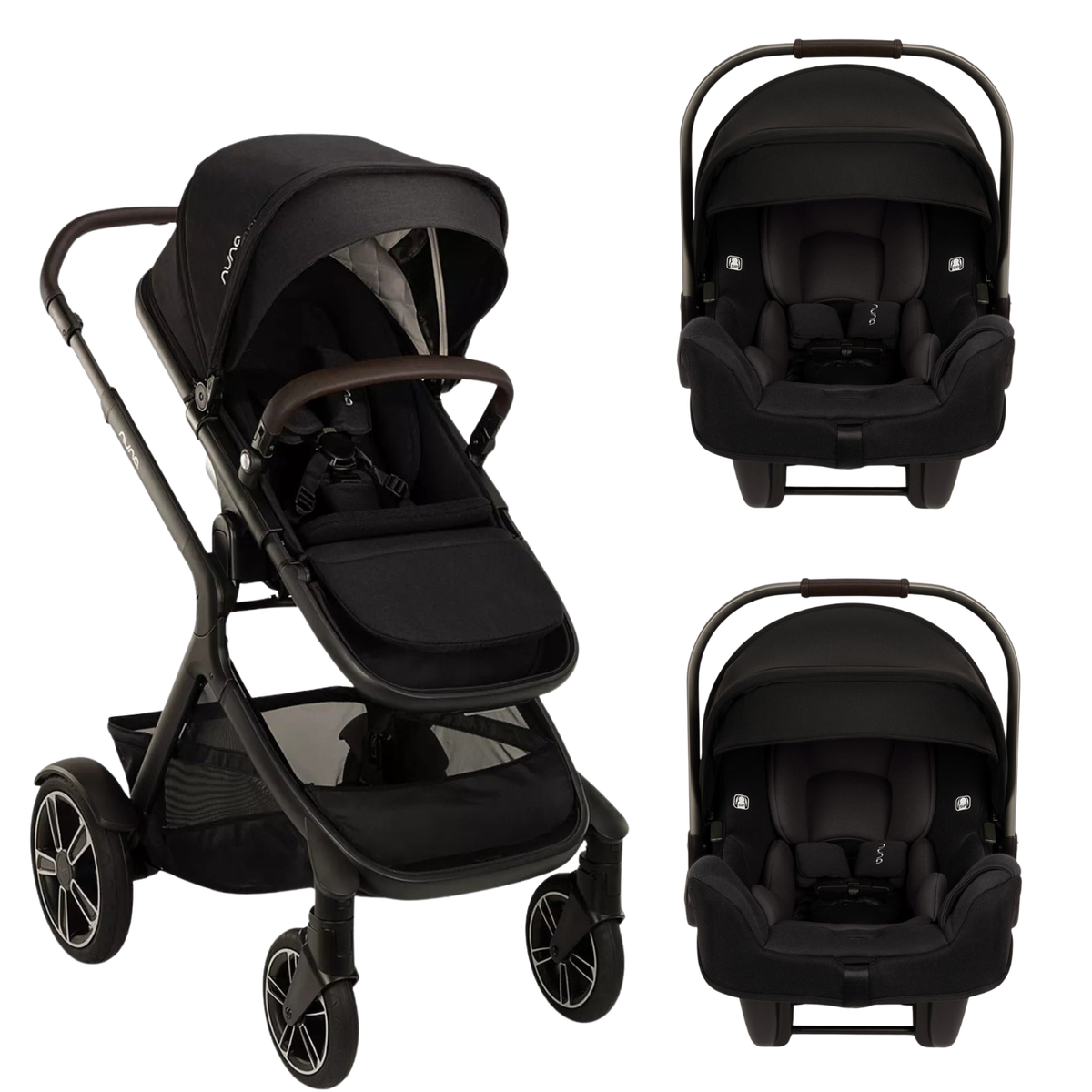 DEMI next Stroller + PIPA RX Twin Bundle - Caviar Strollers - Travel Systems Nuna