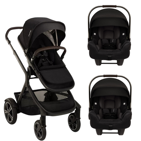 DEMI next Stroller + PIPA RX Twin Bundle - Caviar Strollers - Travel Systems Nuna