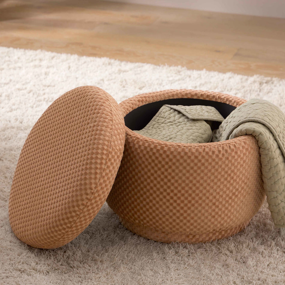Enoki Storage Ottoman in Velvet Checker