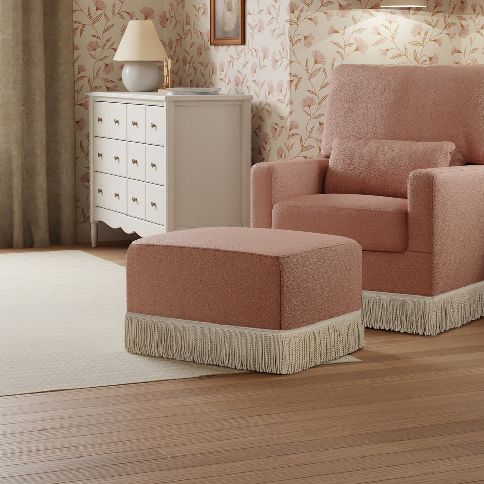 Crawford Gliding Ottoman | Boucle with Tassel Fringe