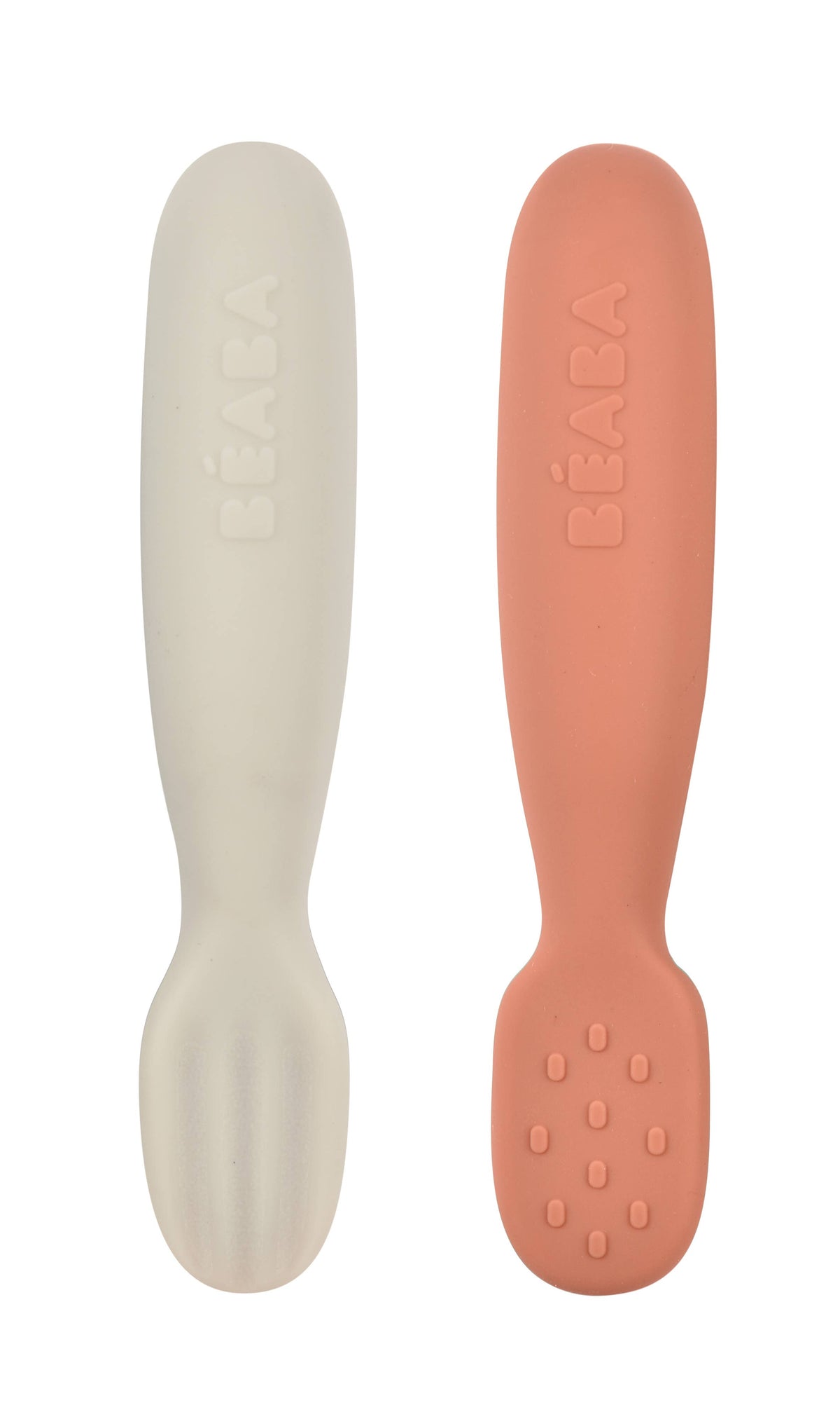 Set of 2 Silicone Pre-Spoons- Terracotta/Velvet Grey Plates, Bowls & Utensils BEABA & Childhome