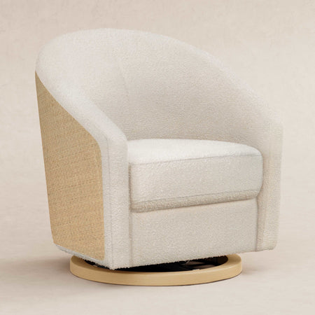 Madison Swivel Glider Gliders & Rockers Babyletto Ivory Boucle & Cane with Light Wood Base