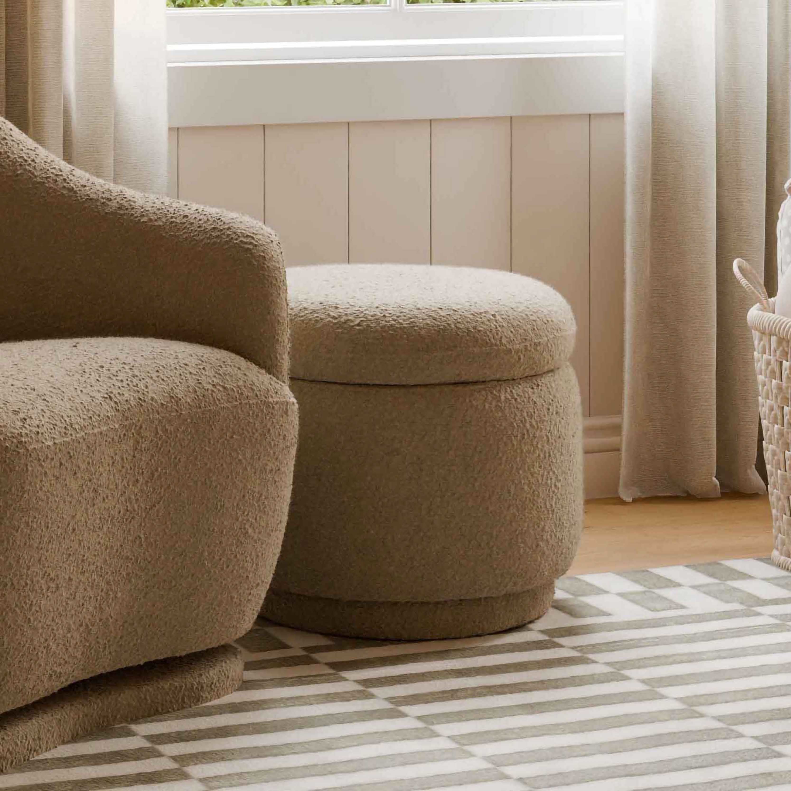 Enoki Storage Ottoman in Boucle Ottomans Babyletto