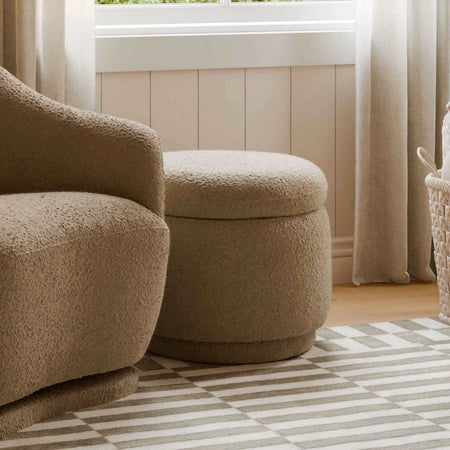 Enoki Storage Ottoman in Boucle Ottomans Babyletto