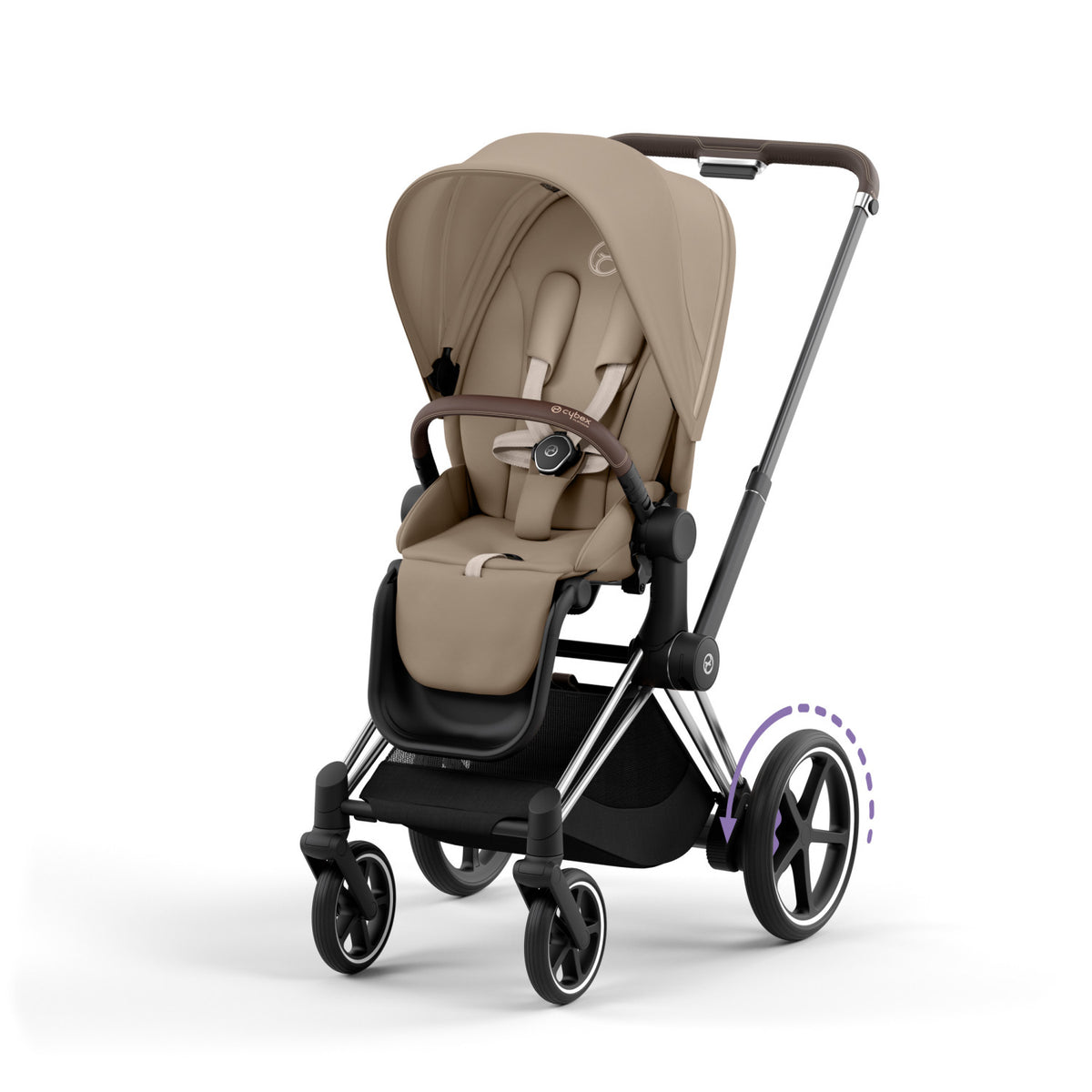 cybex cosy Cybex e-PRIAM 2 Stroller with Chrome Frame & Brown Accents