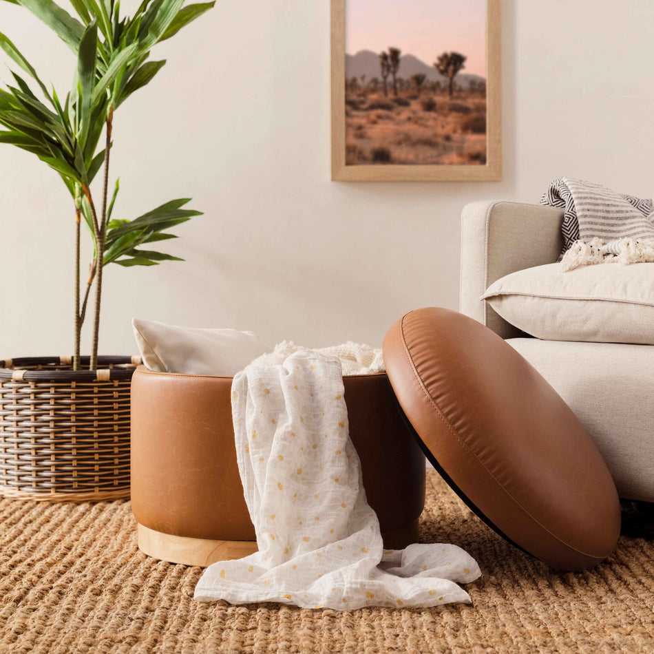 Naka Storage Ottoman in Vegan Leather