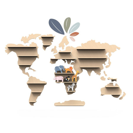 World Map Animal Shelf (Incl. Starter Set w/6 Animals) Activity Toys Speedy Monkey