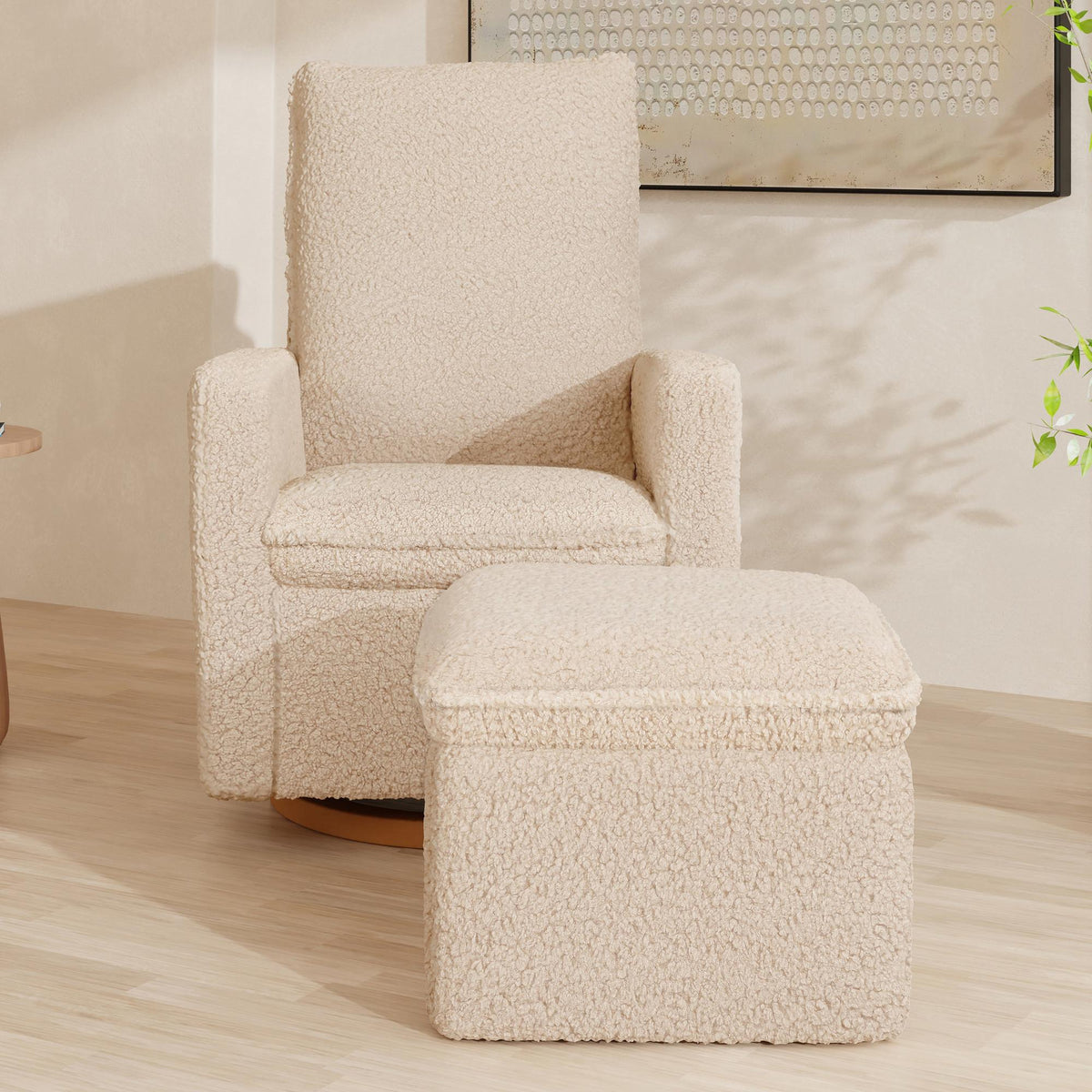 Cali Storage Ottoman in Shearling Ottomans Babyletto