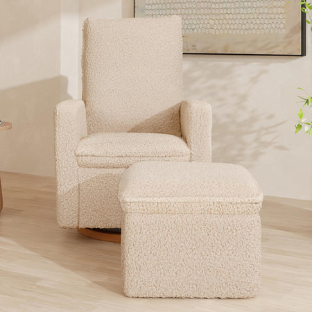 Cali Storage Ottoman in Shearling Ottomans Babyletto