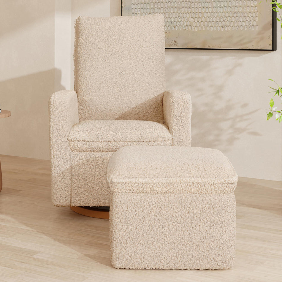 Cali Storage Ottoman in Shearling Ottomans Babyletto
