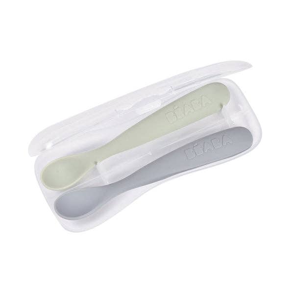 First Foods Silicone Spoons - Set of 2 - NATURAL Plates, Bowls & Utensils BEABA & Childhome