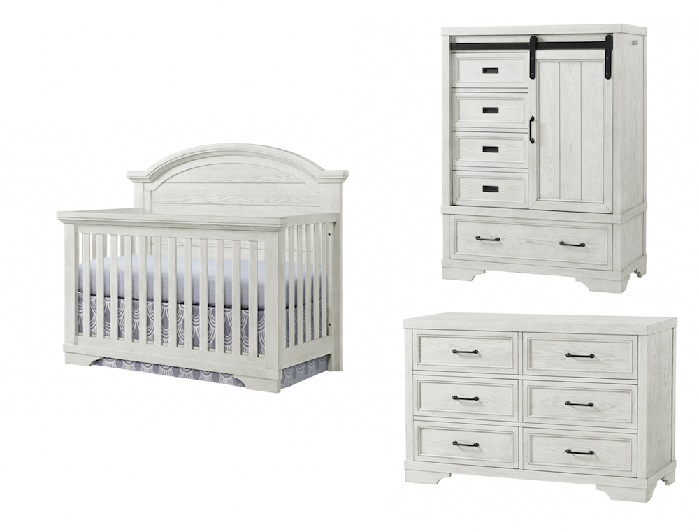 Foundry Curved Crib, Dresser + Chifferobe
