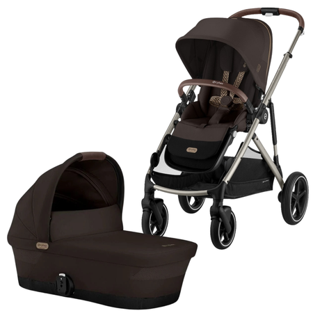 Gazelle S Stroller + Cot Strollers - Single Cybex Chocolate Brown w/ Taupe Frame