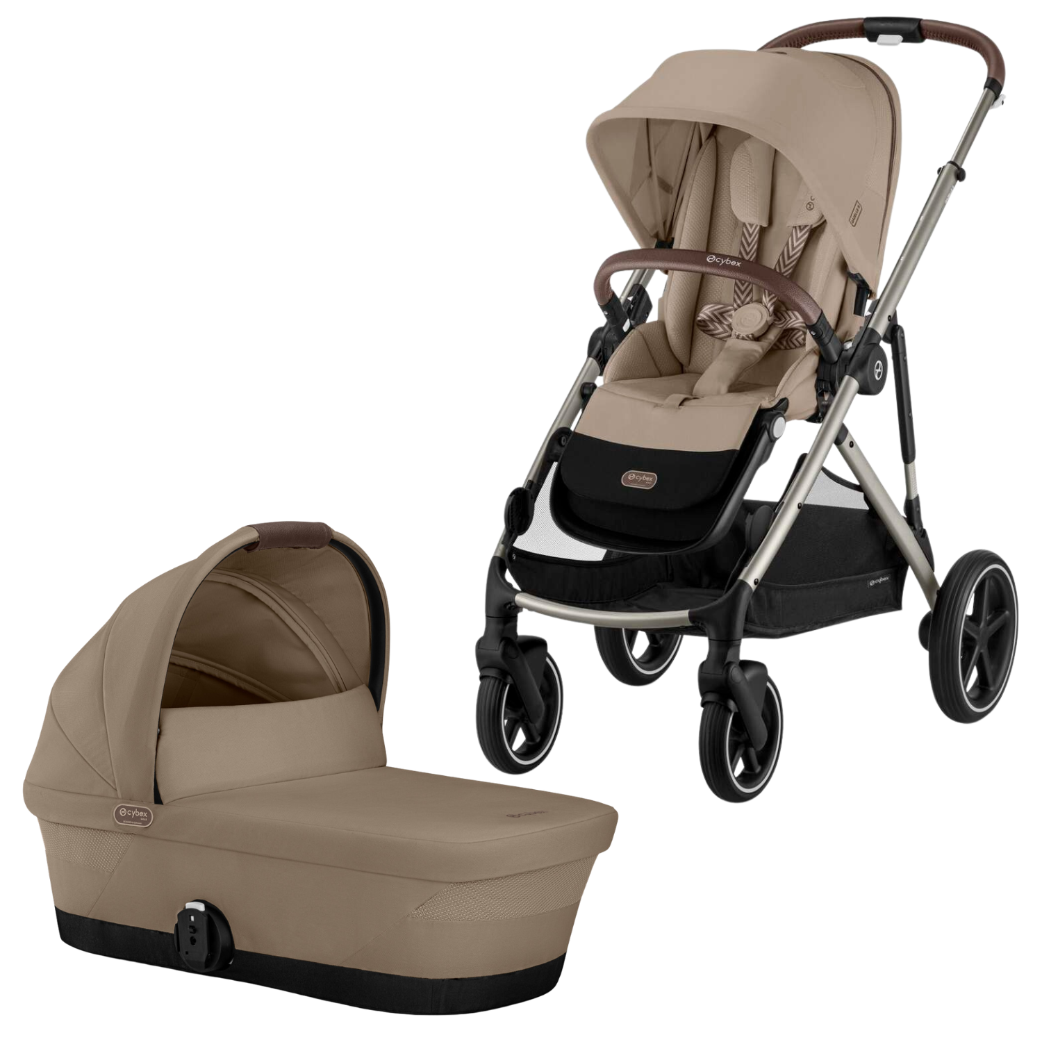 Gazelle S Stroller + Cot Strollers - Single Cybex Almond Beige w/ Taupe Frame