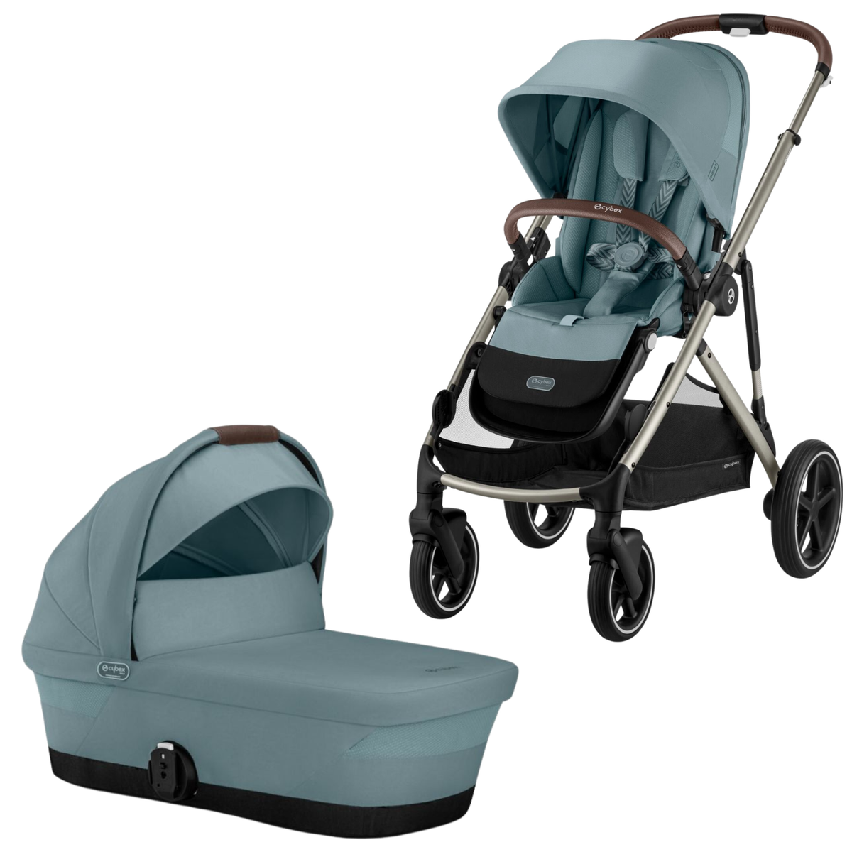 Gazelle S Stroller + Cot Strollers - Single Cybex Stormy Blue w/ Taupe Frame