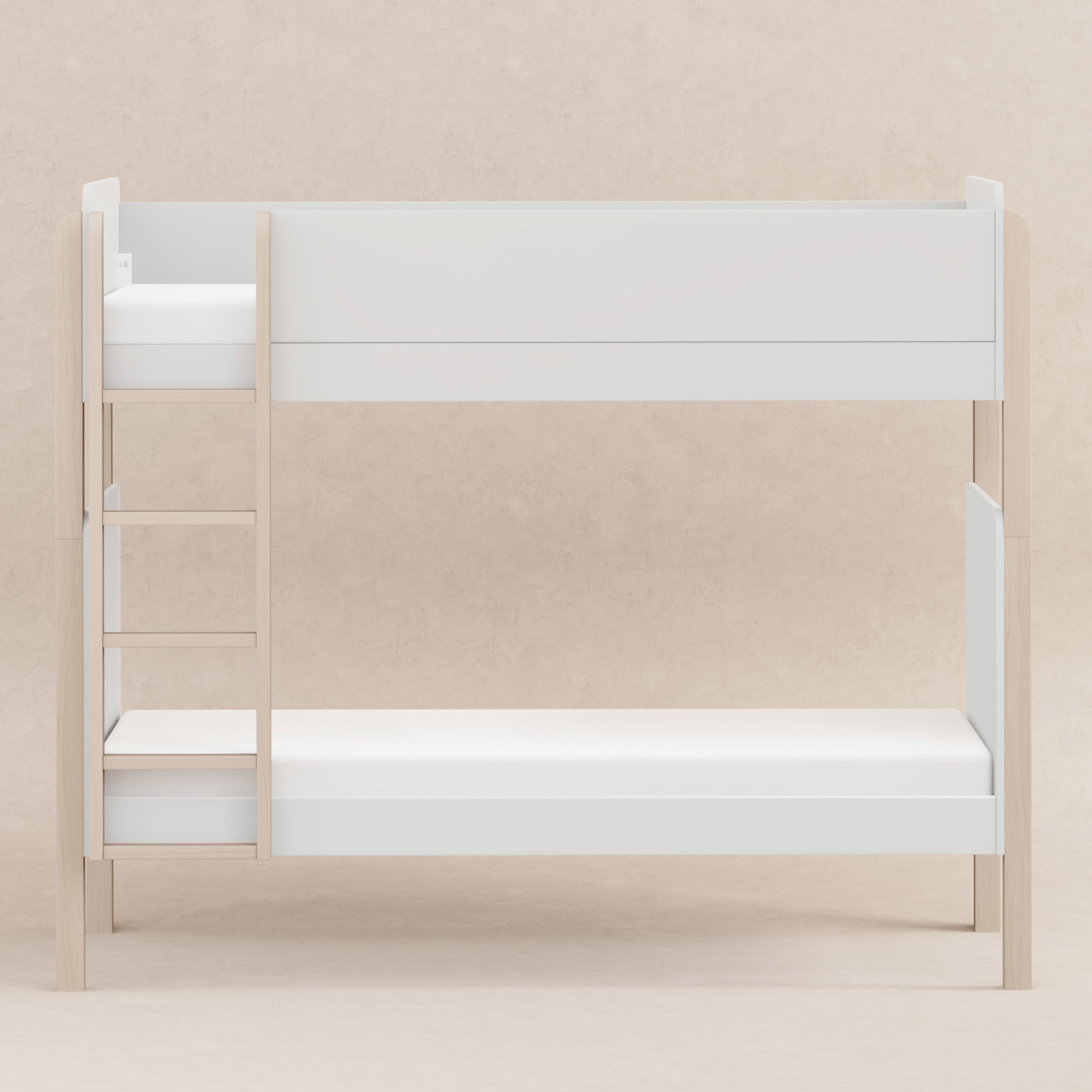 TipToe Convertible Bunk Bed Beds - Bunk Babyletto White / Washed Natural