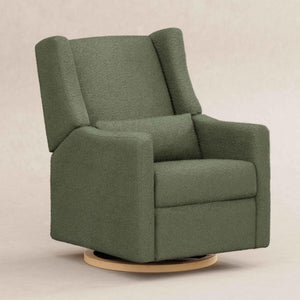 Olive Boucle with Light Wood Base