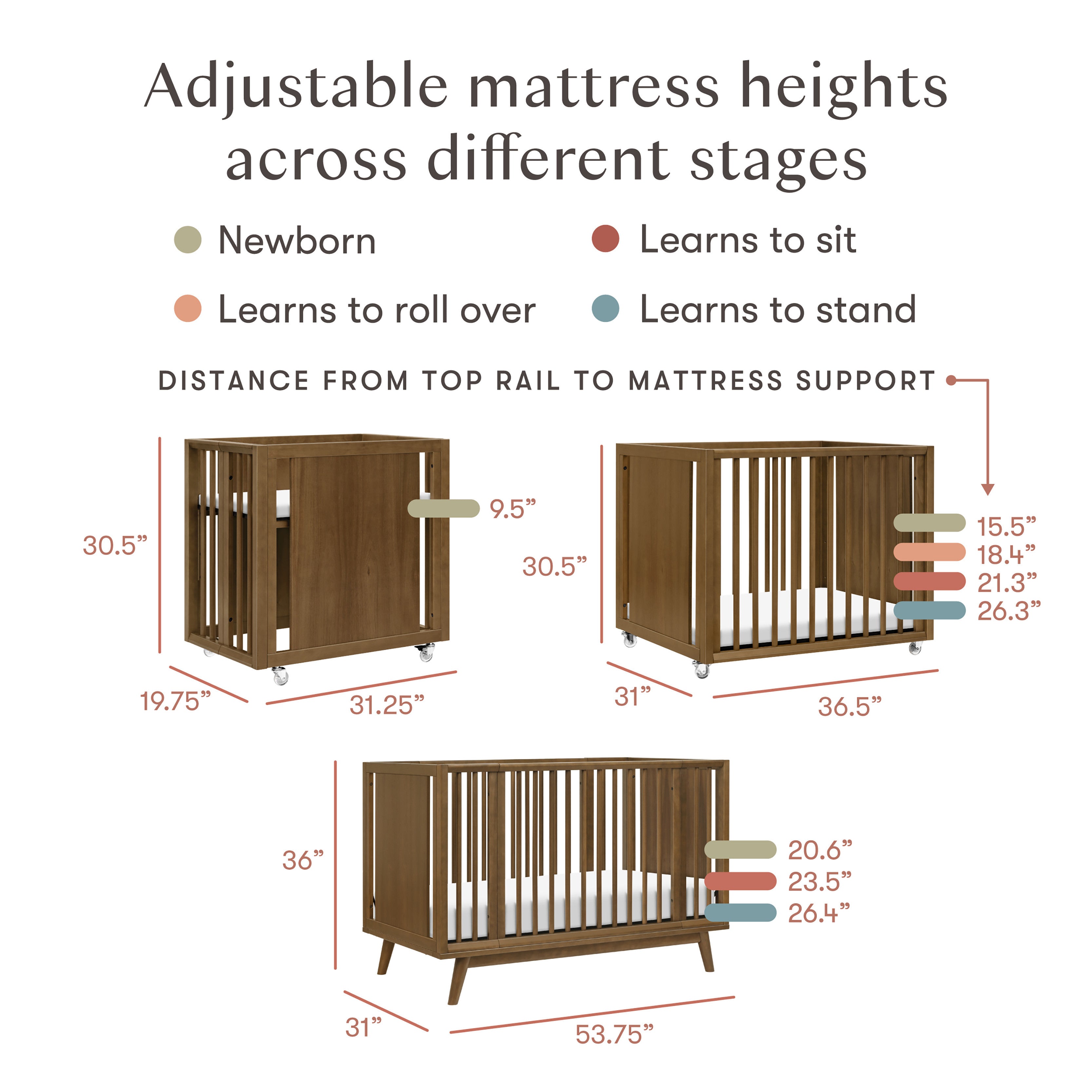 Palma 8-in-1 Convertible All-Stages Crib with Bassinet & Toddler Bed Kits Cribs Babyletto