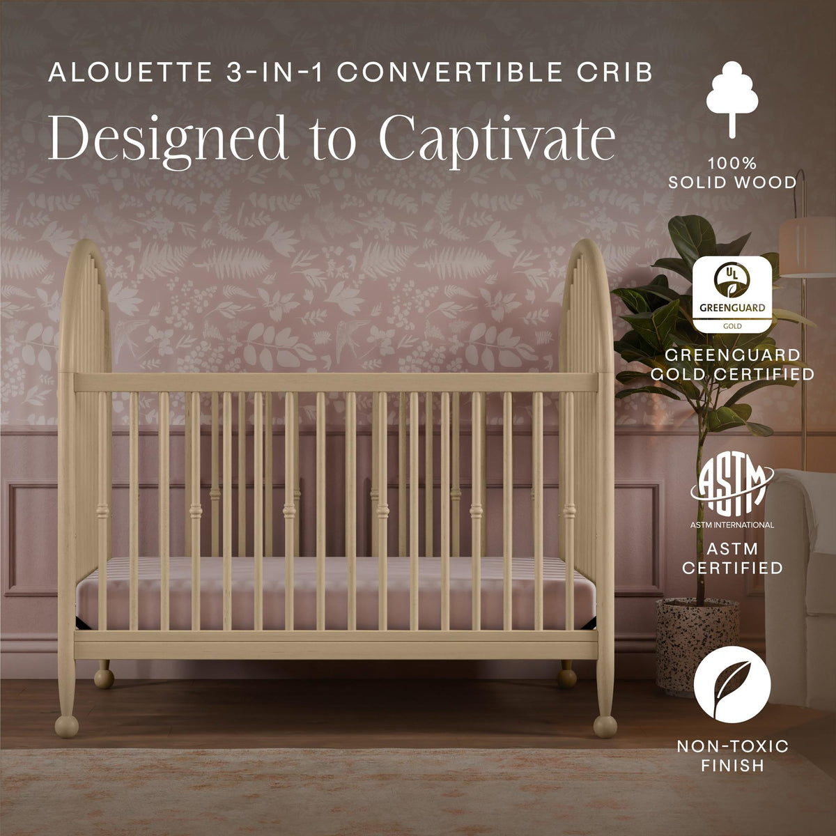 Alouette 3-in-1 Convertible Spindle Crib Cribs Namesake