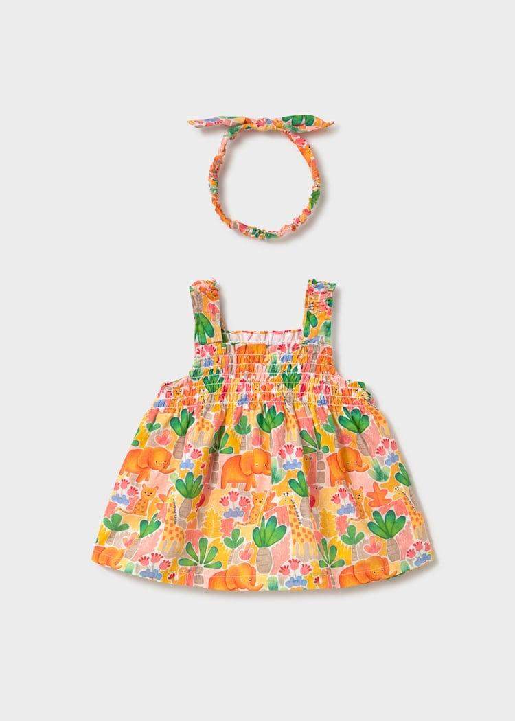 Newborn Girl Printed Dress with Headband Baby & Toddler Dresses Mayoral