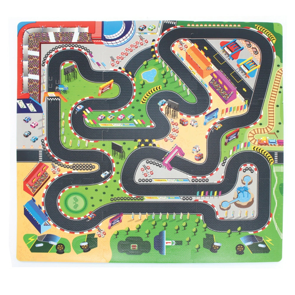 Sunta Racetrack Play Mat with DIY Car Play Mats & Gyms Tri Action Toys