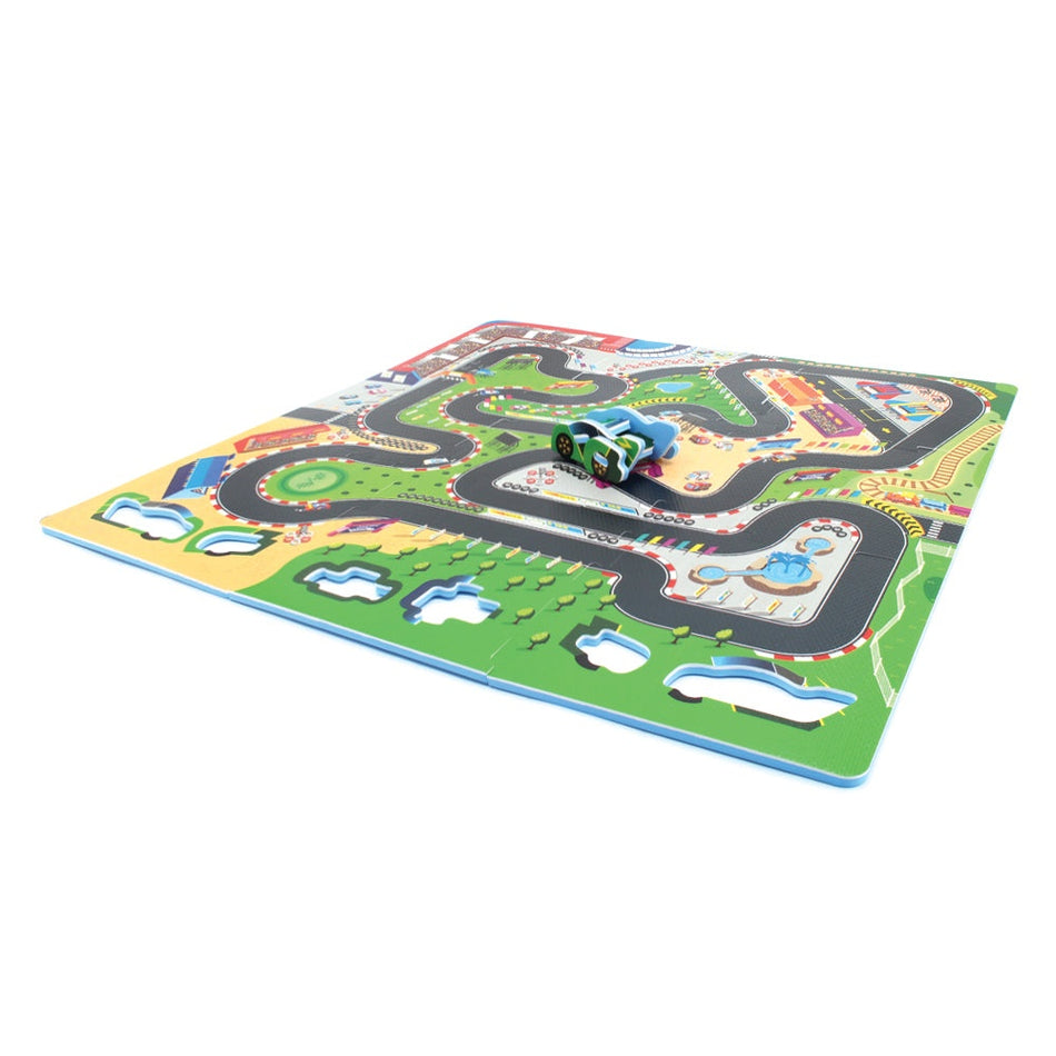 Sunta Racetrack Play Mat with DIY Car Play Mats & Gyms Tri Action Toys