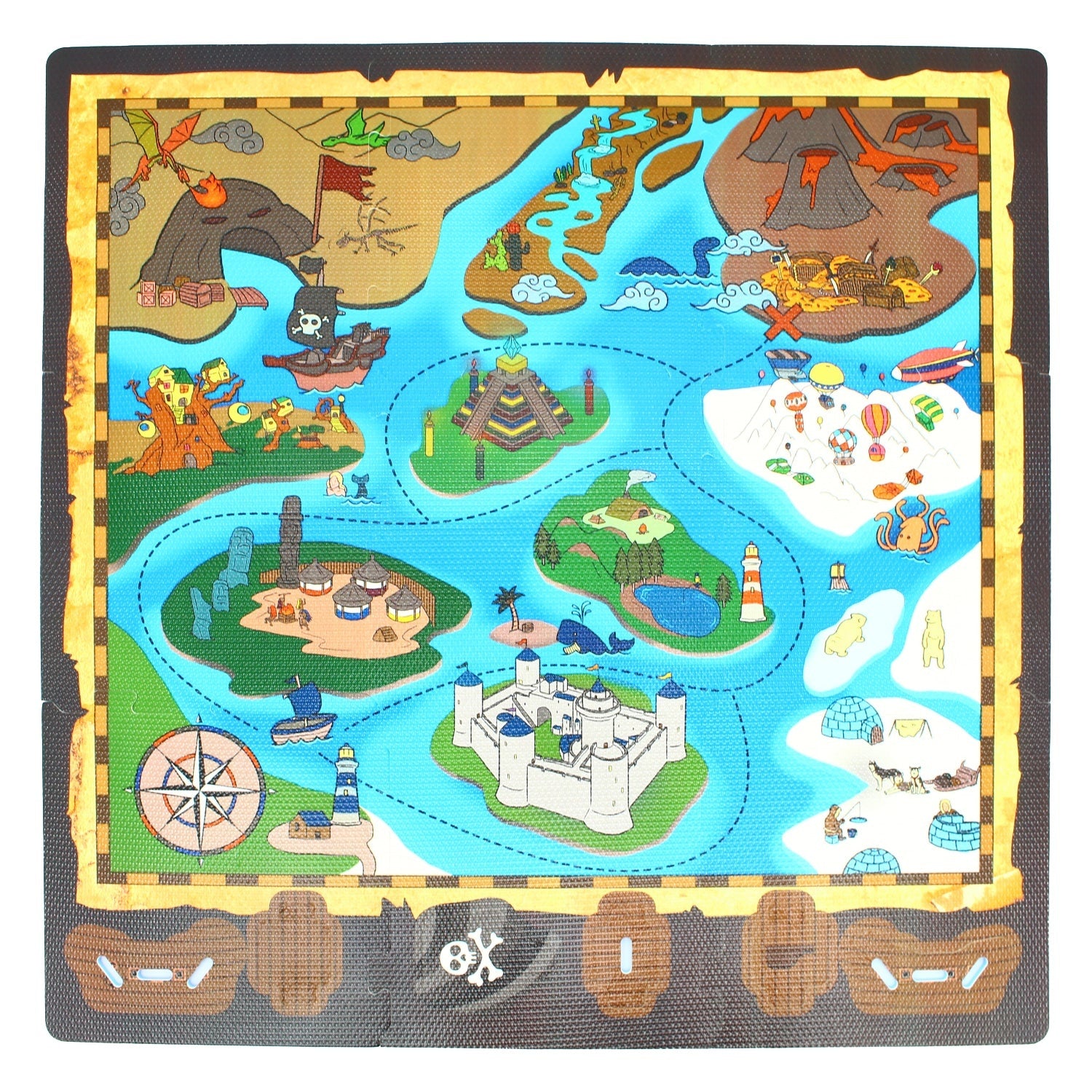 Sunta Treasure Map Play Mat with DIY Pirate Ship Play Mats & Gyms Tri Action Toys