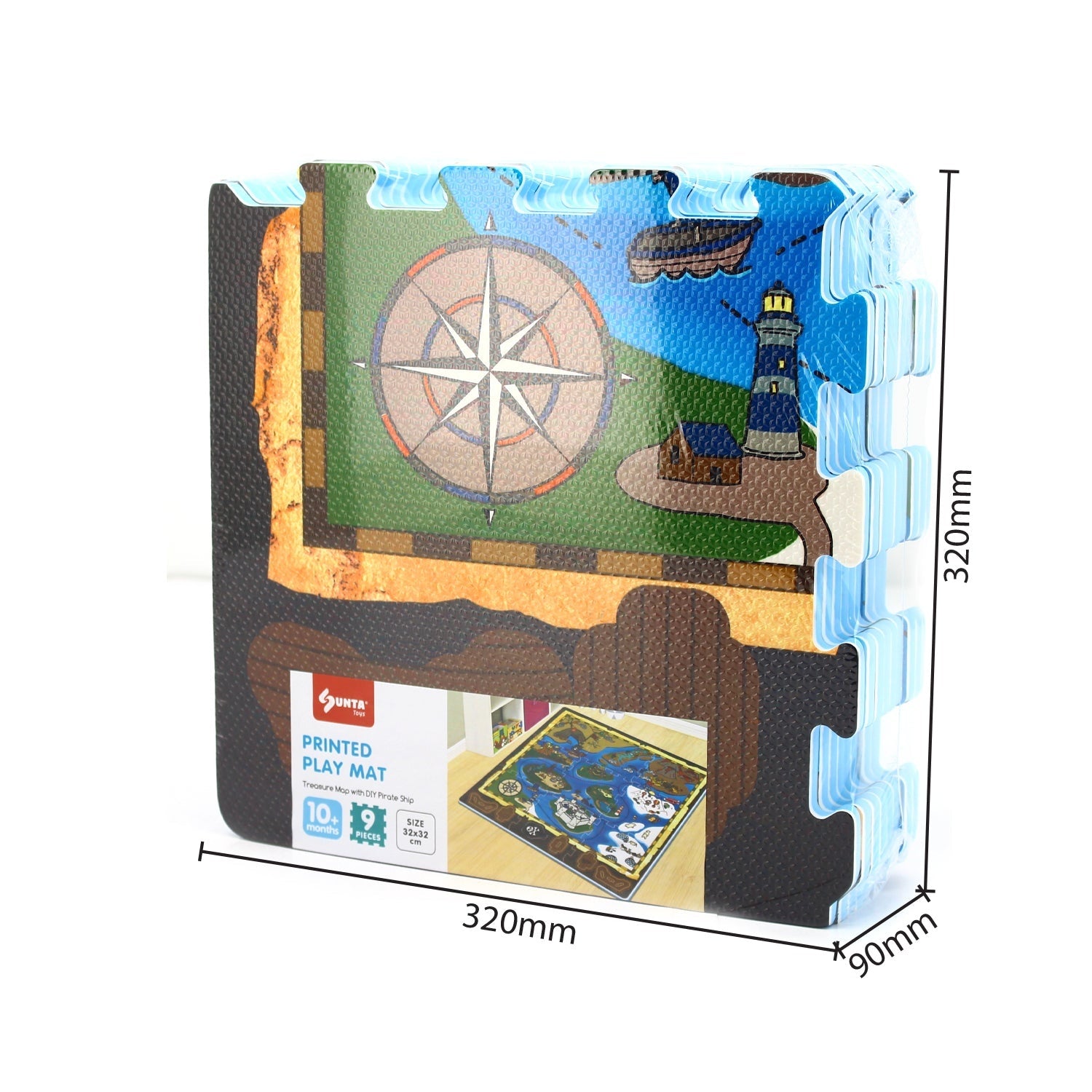 Sunta Treasure Map Play Mat with DIY Pirate Ship Play Mats & Gyms Tri Action Toys