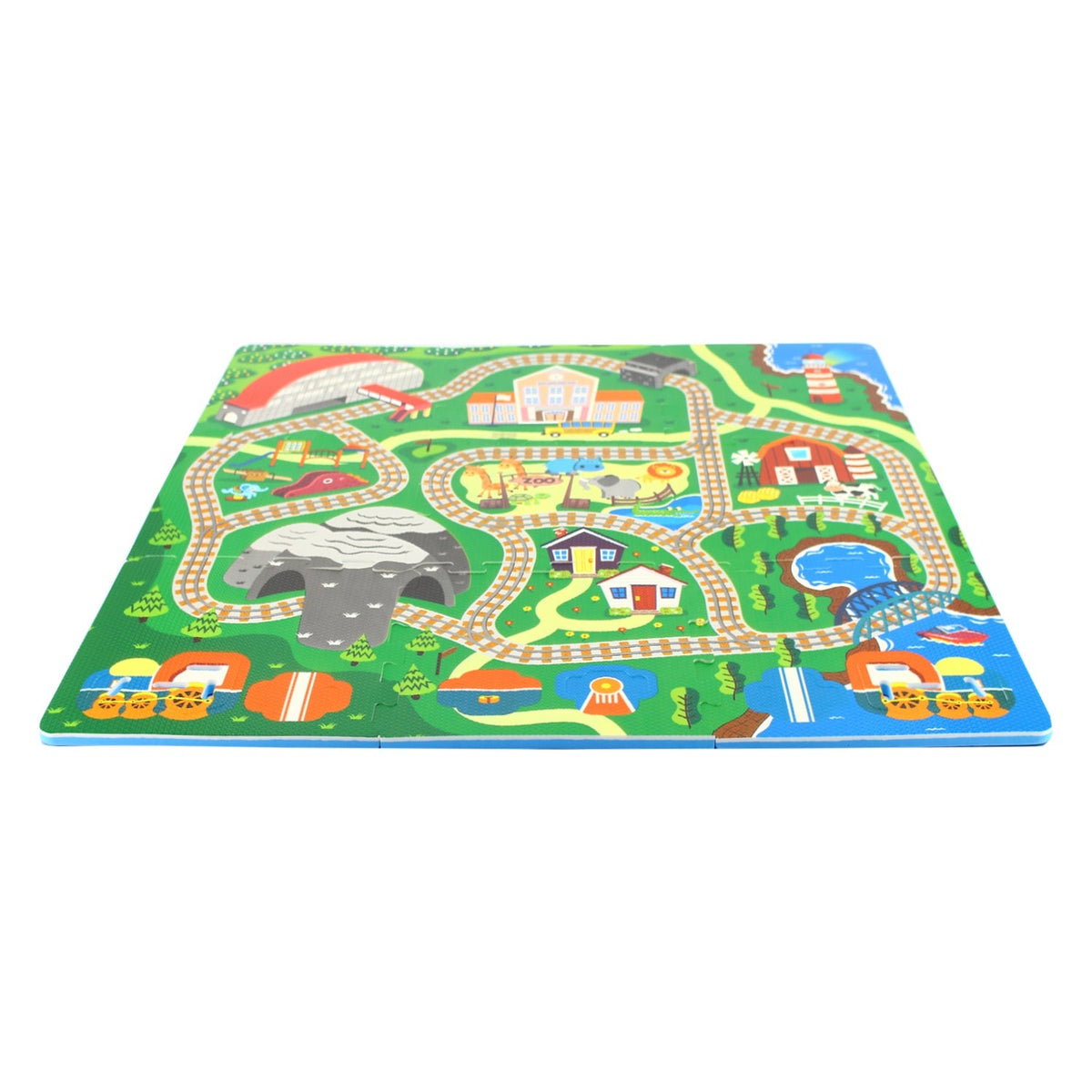Sunta Train Track Play Mat with DIY Train Play Mats & Gyms Tri Action Toys