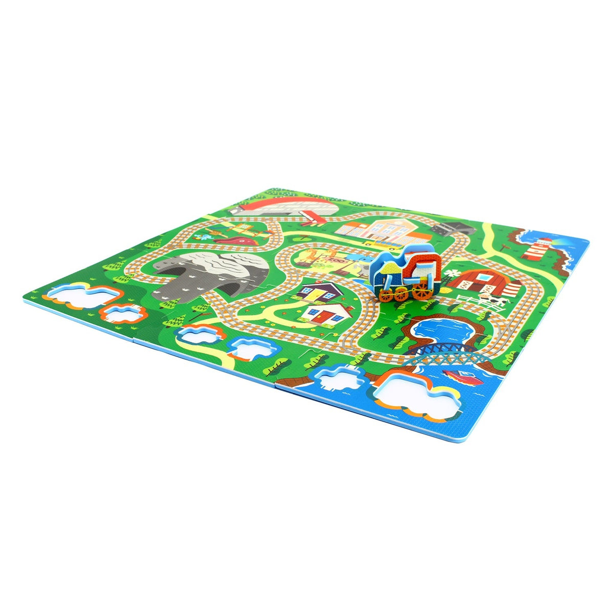 Sunta Train Track Play Mat with DIY Train Play Mats & Gyms Tri Action Toys