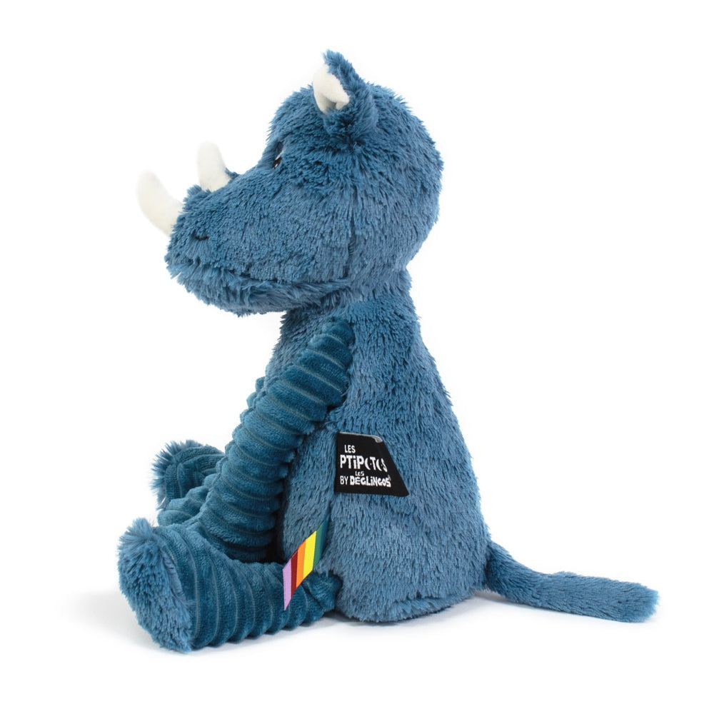 Les Deglingos Ptipotos Grobisou the Rhino - Blue Stuffed Animals Tri Action Toys