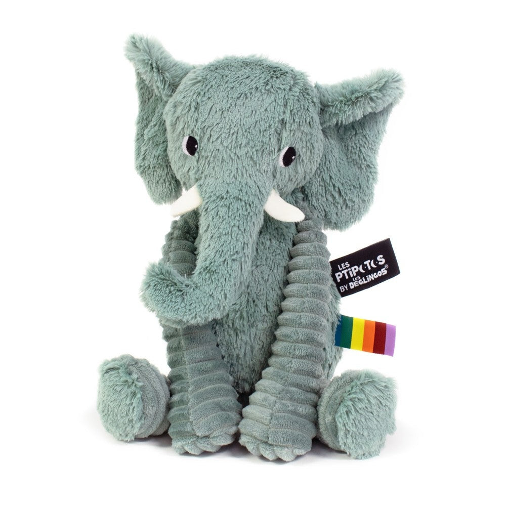 Les Deglingos Ptipotos Dimoitou the Elephant Stuffed Animals Tri Action Toys Green
