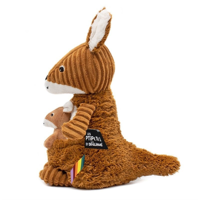 Les Deglingos Ptipotos Allezou the Kangaroo w/ Baby, Brown Toys - Infant Tri Action Toys