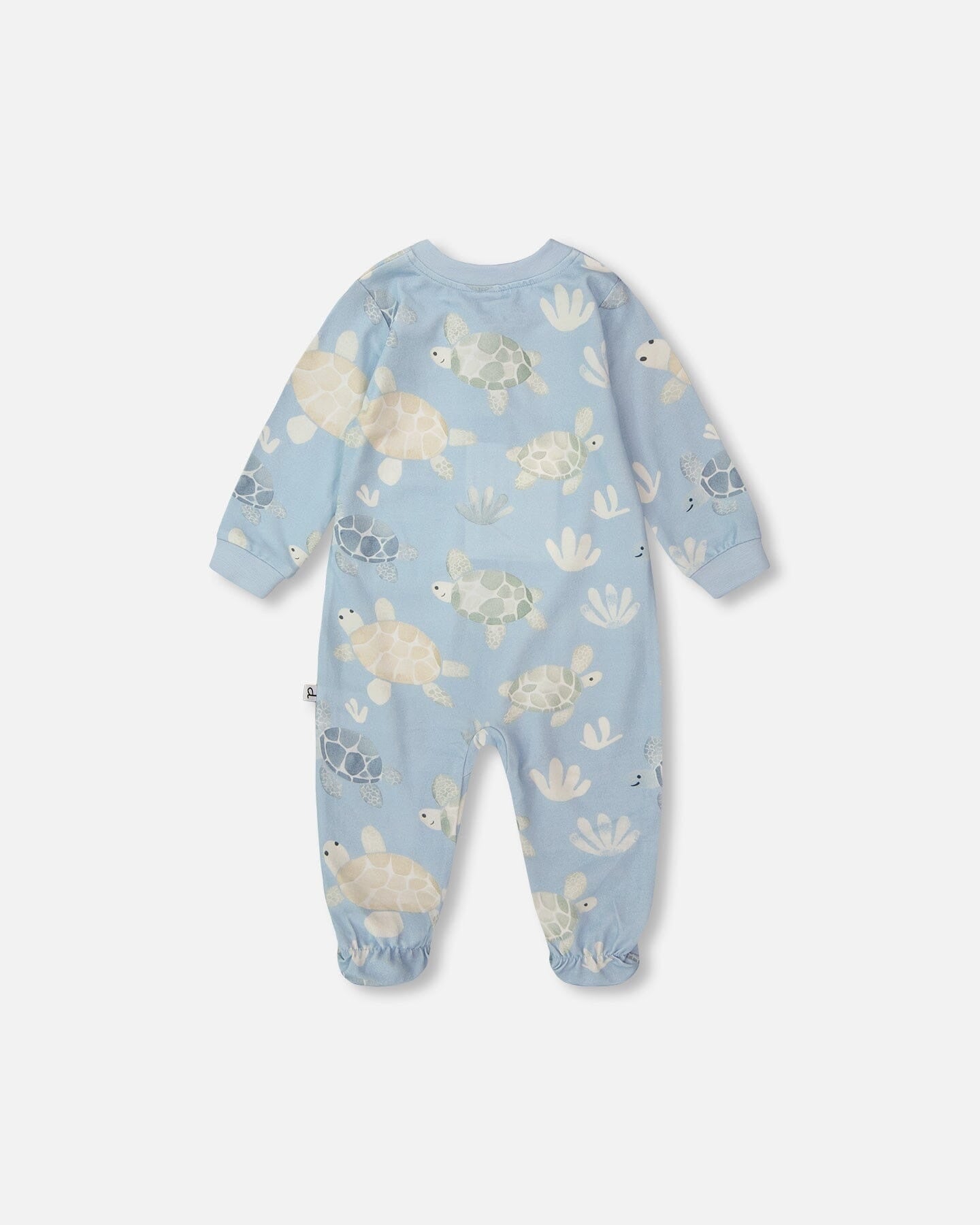 Organic Cotton Jersey One-Piece Pyjama Blue Turtle Print Footies deux par deux