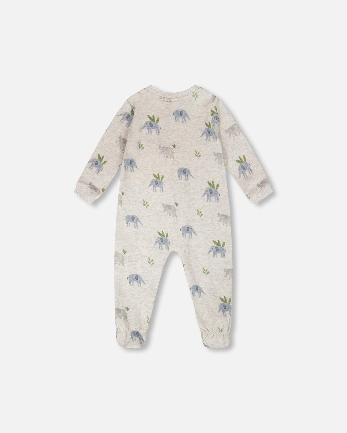 Organic Cotton Baby One-Piece Pyjama Grey Elephant Print Footies deux par deux