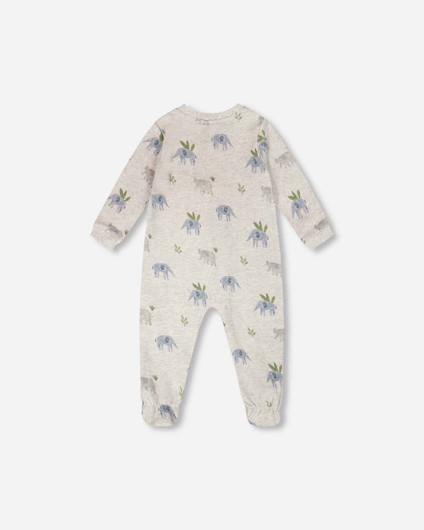Organic Cotton Baby One-Piece Pyjama Grey Elephant Print Footies deux par deux