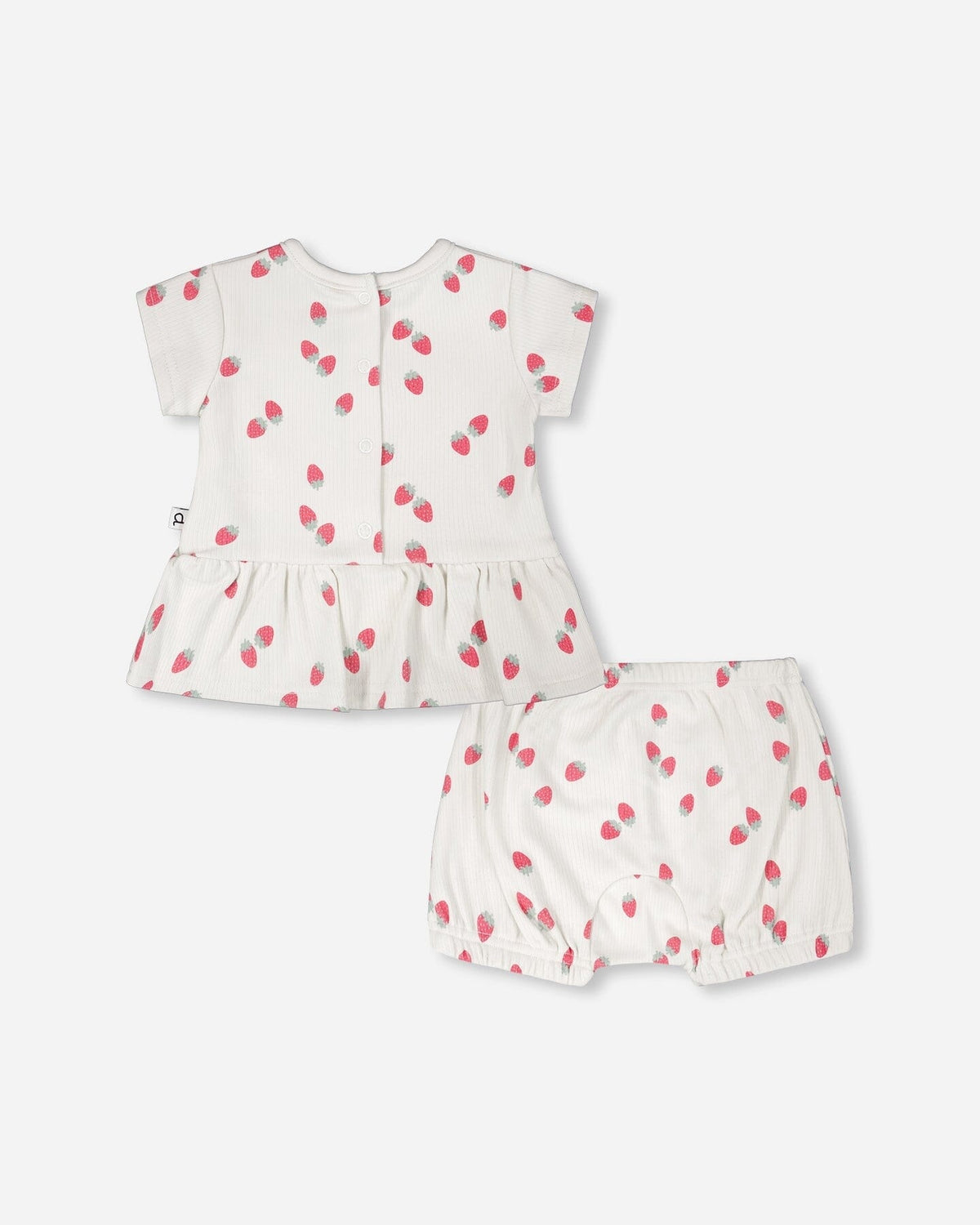 Cotton Rib Jersey Top And Short Set White Printed Strawberries Clothing - Infant deux par deux