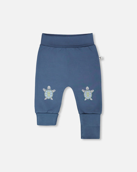 Organic Cotton Jersey Evolutive Pants Medium Blue Pants deux par deux