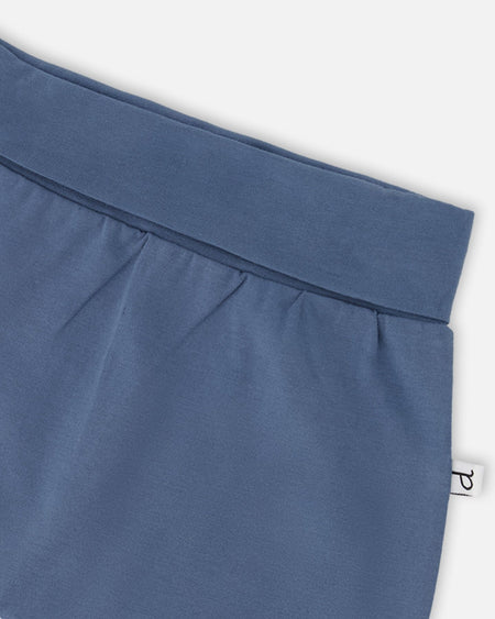 Organic Cotton Jersey Evolutive Pants Medium Blue Pants deux par deux