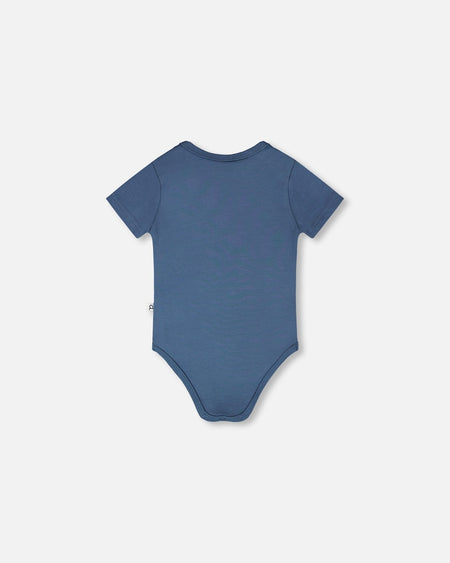 Evolutive Organic Cotton Jersey Onesie Medium Blue Bodysuits deux par deux