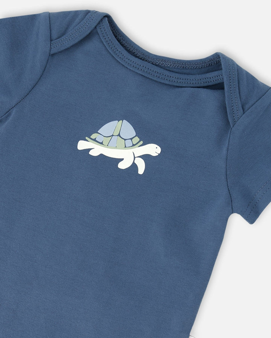 Evolutive Organic Cotton Jersey Onesie Medium Blue