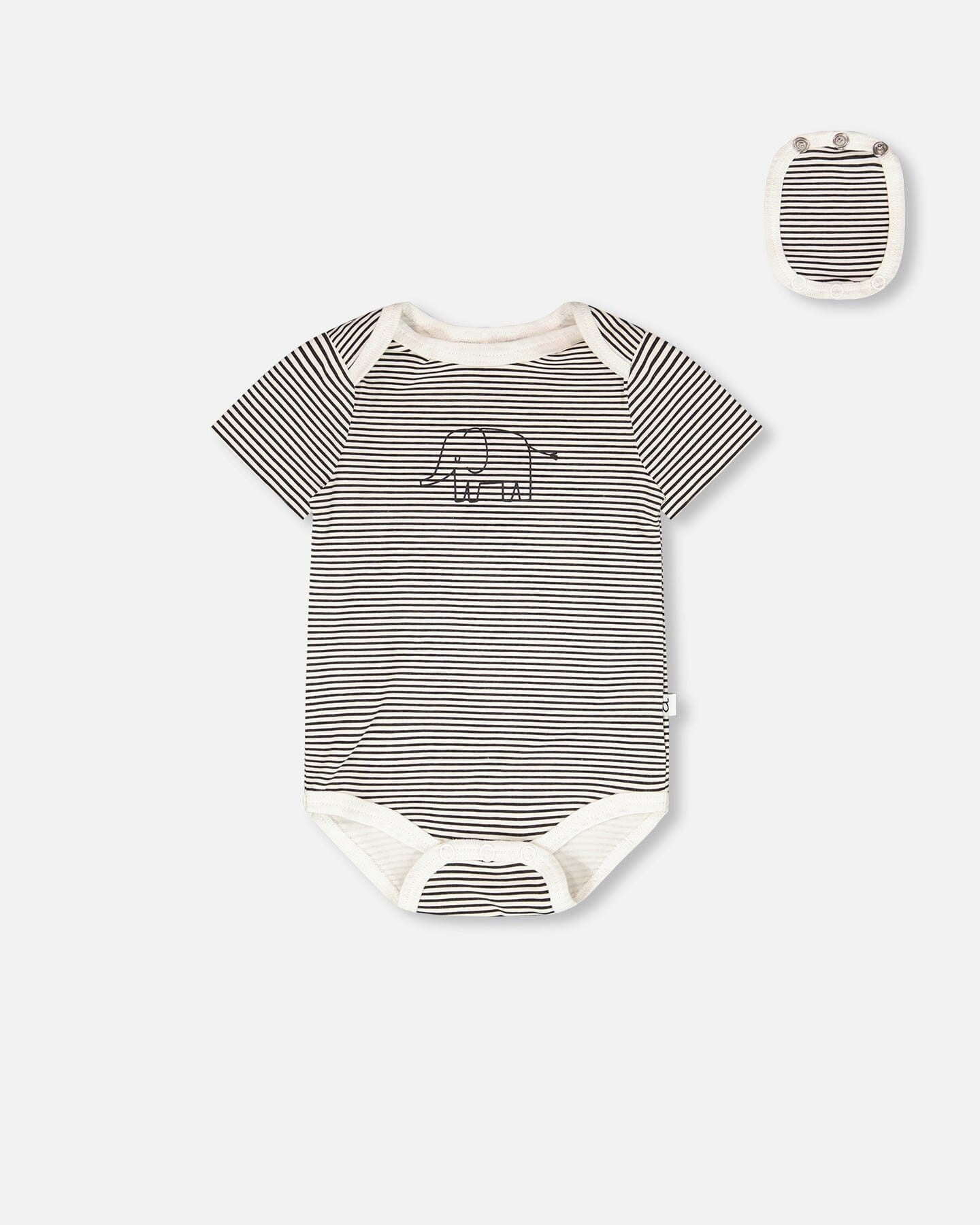 Evolutive Jersey Onesie Black And Off White Stripes Bodysuits deux par deux