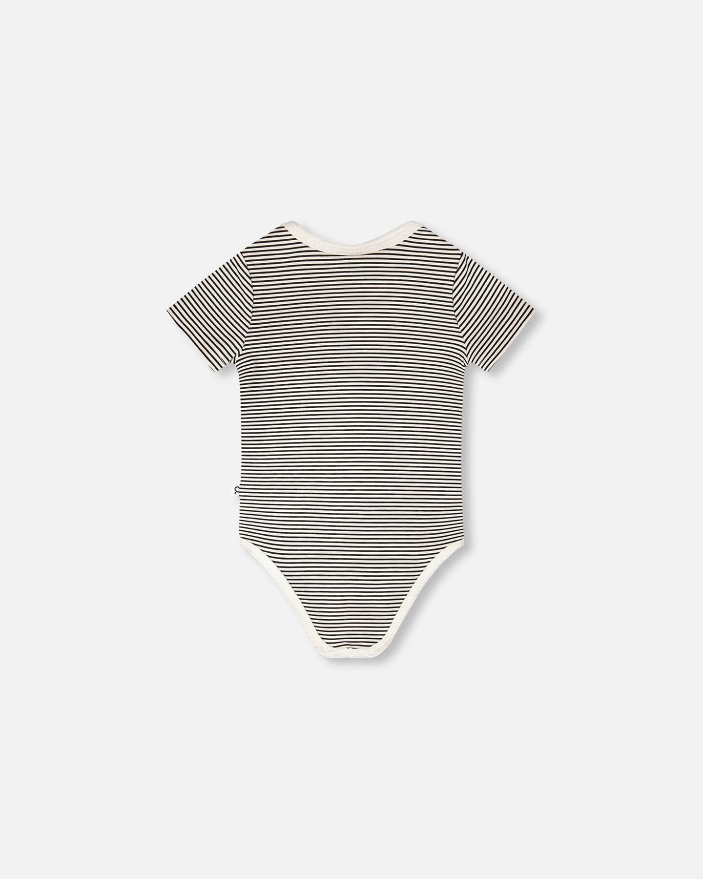 Evolutive Jersey Onesie Black And Off White Stripes Bodysuits deux par deux