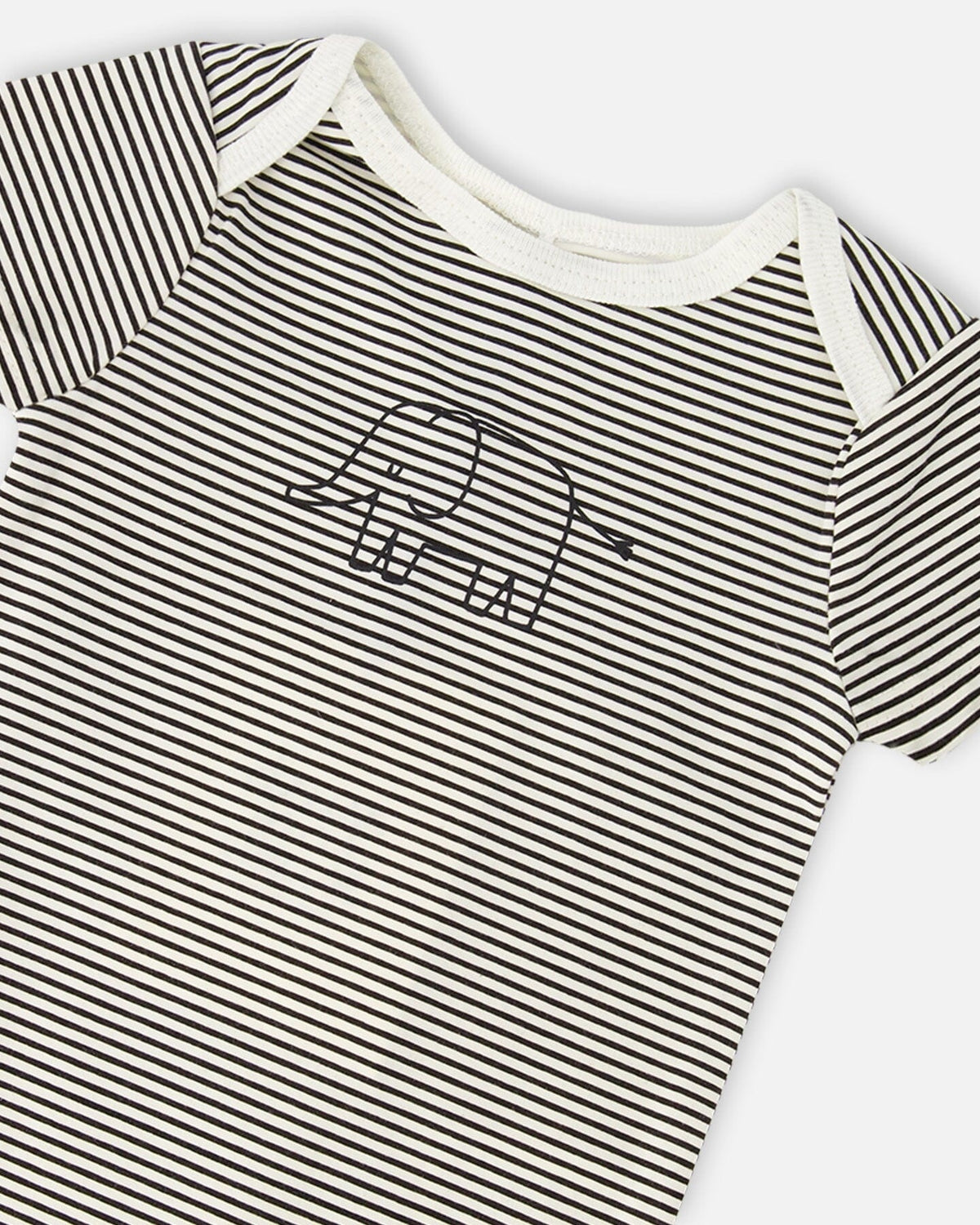 Evolutive Jersey Onesie Black And Off White Stripes Bodysuits deux par deux
