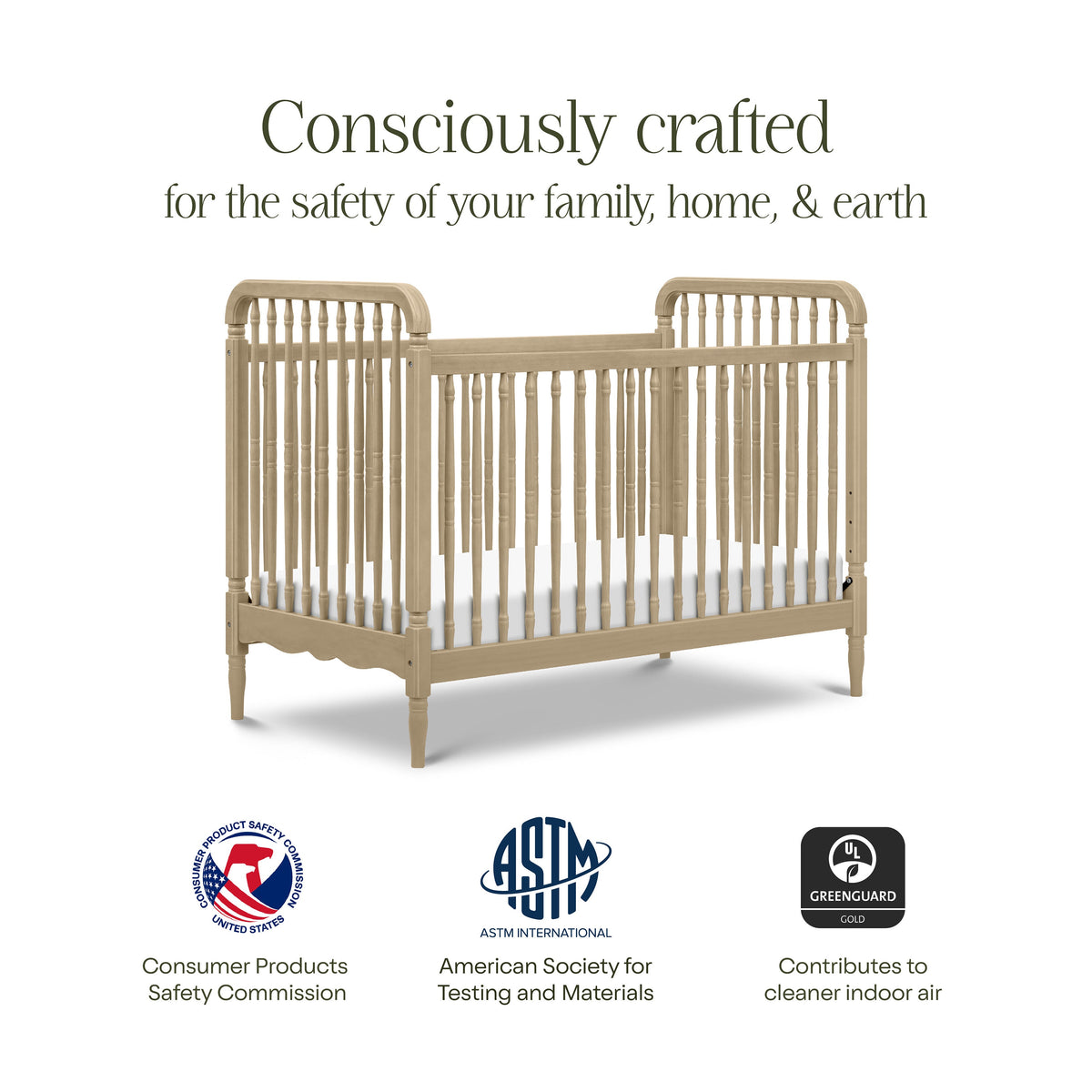 Liberty 3-in-1 Convertible Spindle Crib with Toddler Bed Conversion Kit Convertible Cribs Namesake