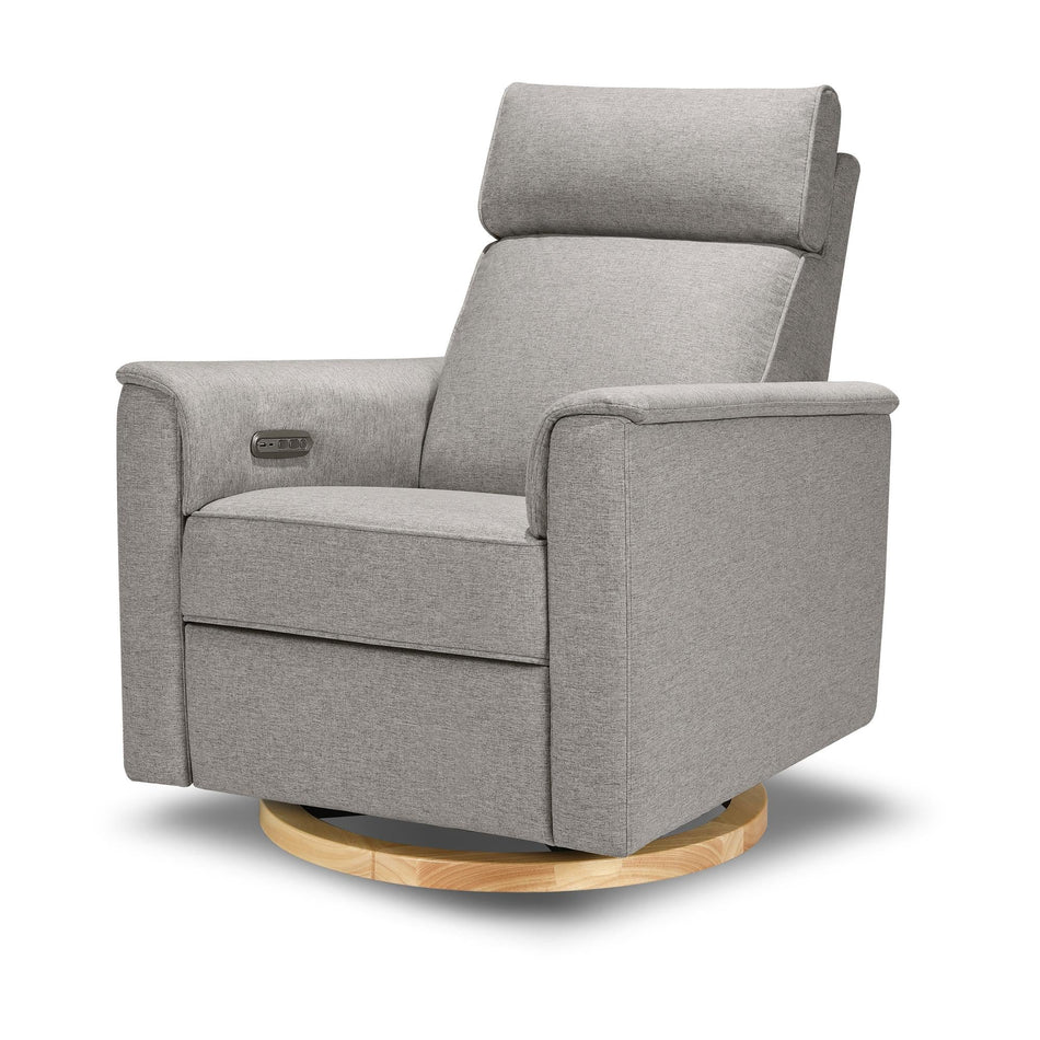 Willa Plus Power Glider Recliner + Power Headrest - Store Pickup Only Recliners Namesake Performance Grey Eco-Weave with Light Wood Base