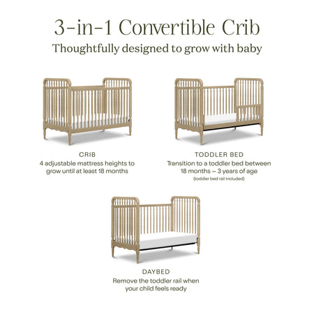 Liberty 3-in-1 Convertible Spindle Crib with Toddler Bed Conversion Kit Convertible Cribs Namesake