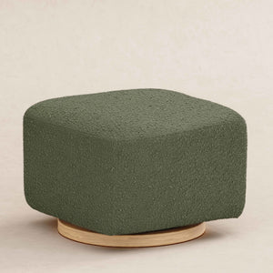 Olive Boucle with Light Wood Base