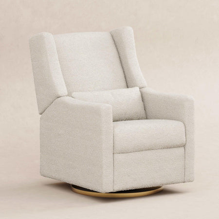 Kiwi Electronic Recliner and Swivel Glider with USB port Recliners Babyletto Ivory Boucle with Gold Base