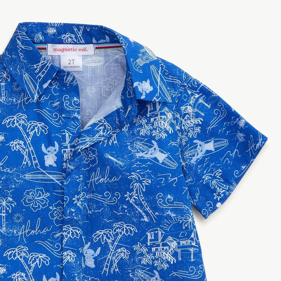 Lilo + Stitch Cotton Poplin Magnetic Camp Shirt